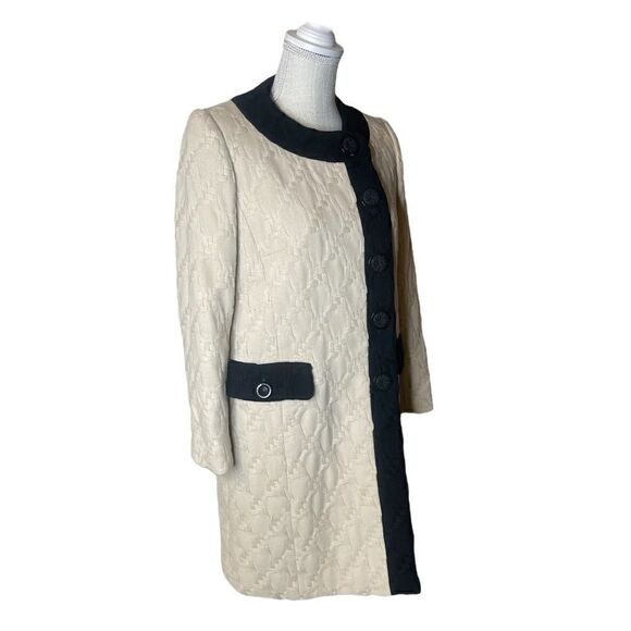 Milly Cream Vintage Style Basketweave Peacoat - Picture 8 of 15